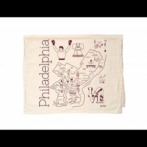 Map Tote Philadelphia cotton tea towel great gift natural wine NWT - Picture 1 of 1